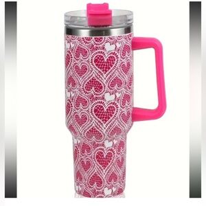 Tumbler Stainless Steel 40 Oz BPA-Free Pink Hearts NWOT Valentine’s Day
